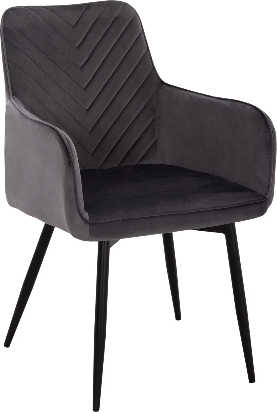 Karrige me krahë LATRELL FH8582.01, kadife gri & këmbë metalike të zeza, 55x57x84H cm., set prej 2 copë