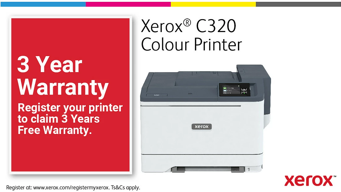 Printer lazer me ngjyra Xerox C320 DNI, A4, Duplex, Wi‑Fi, Ethernet, 33 ppm, bardhë/gri