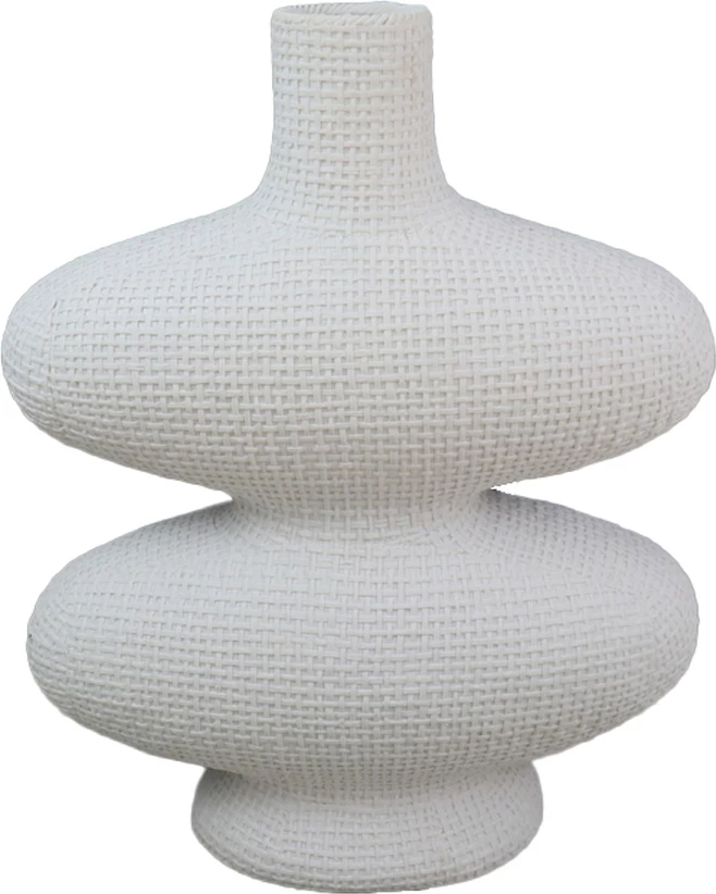 Vazo dekorative Randi, polirezine, e bardhë, 32x15x39cm