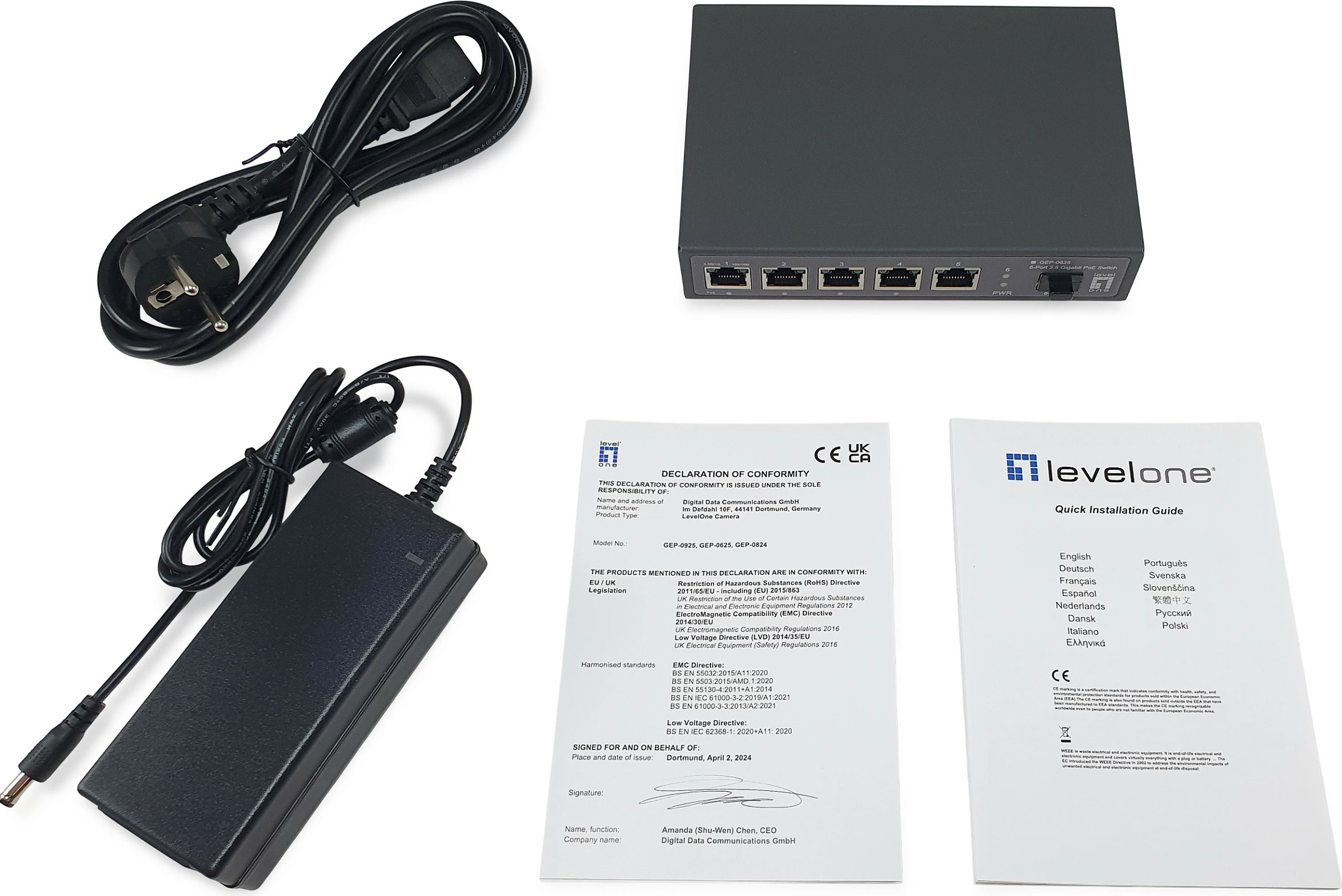 Switch LevelOne GEP-0625, 6-port 2.5G PoE, 10G SFP+, fanless, i zi