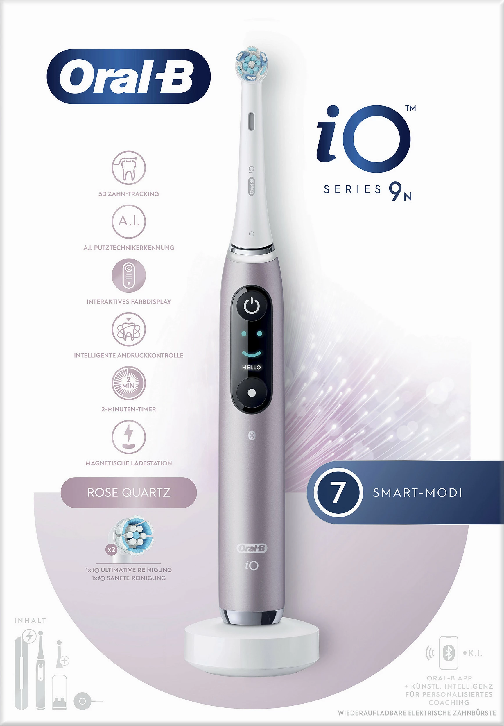 Furçë dhëmbësh elektrike Oral-B iO Series 9n, 6 mënyra, Bluetooth, me kuti udhëtimi, rozë