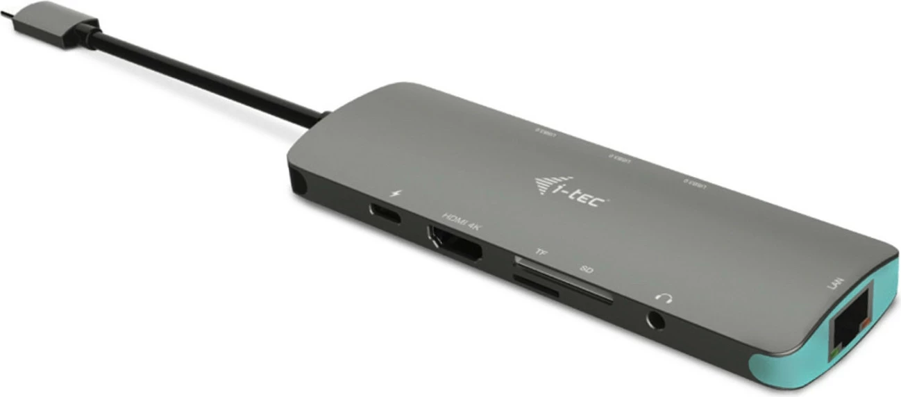 Docking stacion I-Tec Metal USB-C Nano, HDMI 4K, LAN Gigabit, Power Delivery 100W, argjendtë/turkez