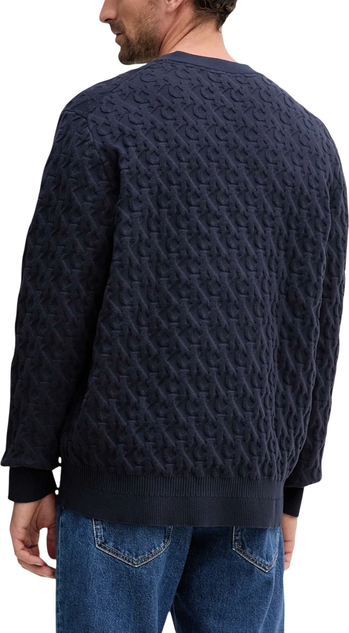 Xhemper për meshkuj Calvin Klein Jeans A-REL AOP SWT LV04RC359G, kaltër e errët [Madhësia: XXL]