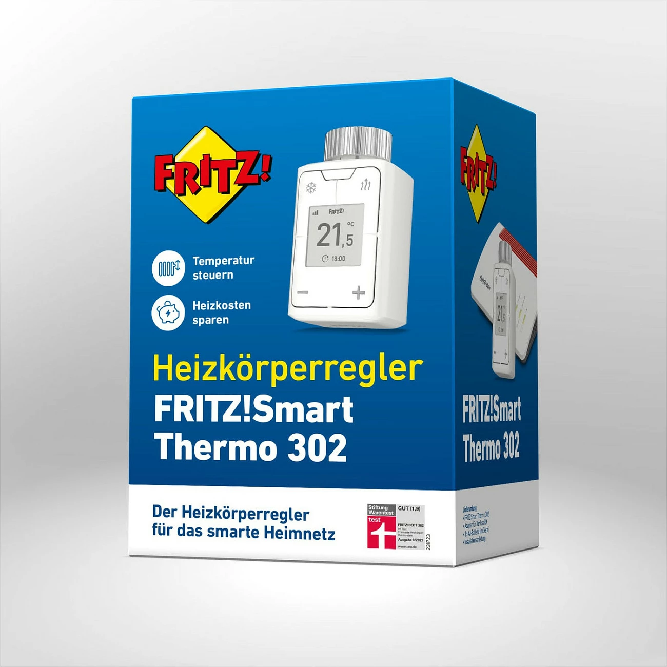 Termostat i mençur FRITZ Thermo 302, wireless, me ekran, AA bateri, i bardhë
