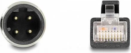 Kabllo adapter DeLOCK M12 D-coded 4-pin mashkull në RJ45 mashkull, 0.5 m, e zezë