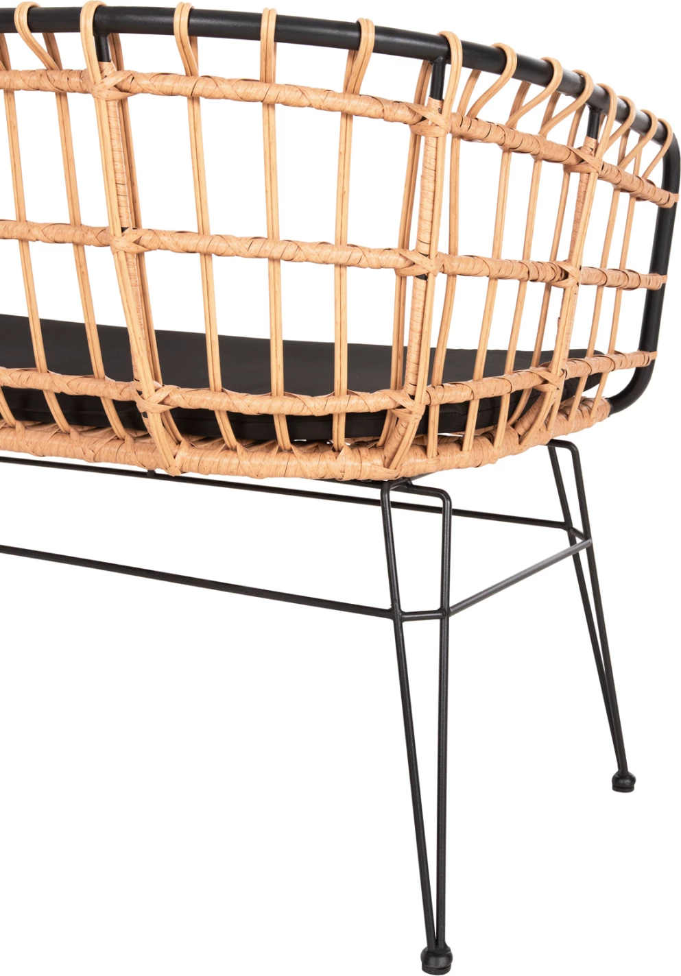 Divan për jashtë, dy ulëse, ALLEGRA, FH5692.11, ratan sintetik, ngjyrë bezhë dhe e zezë, 125x60x77 cm