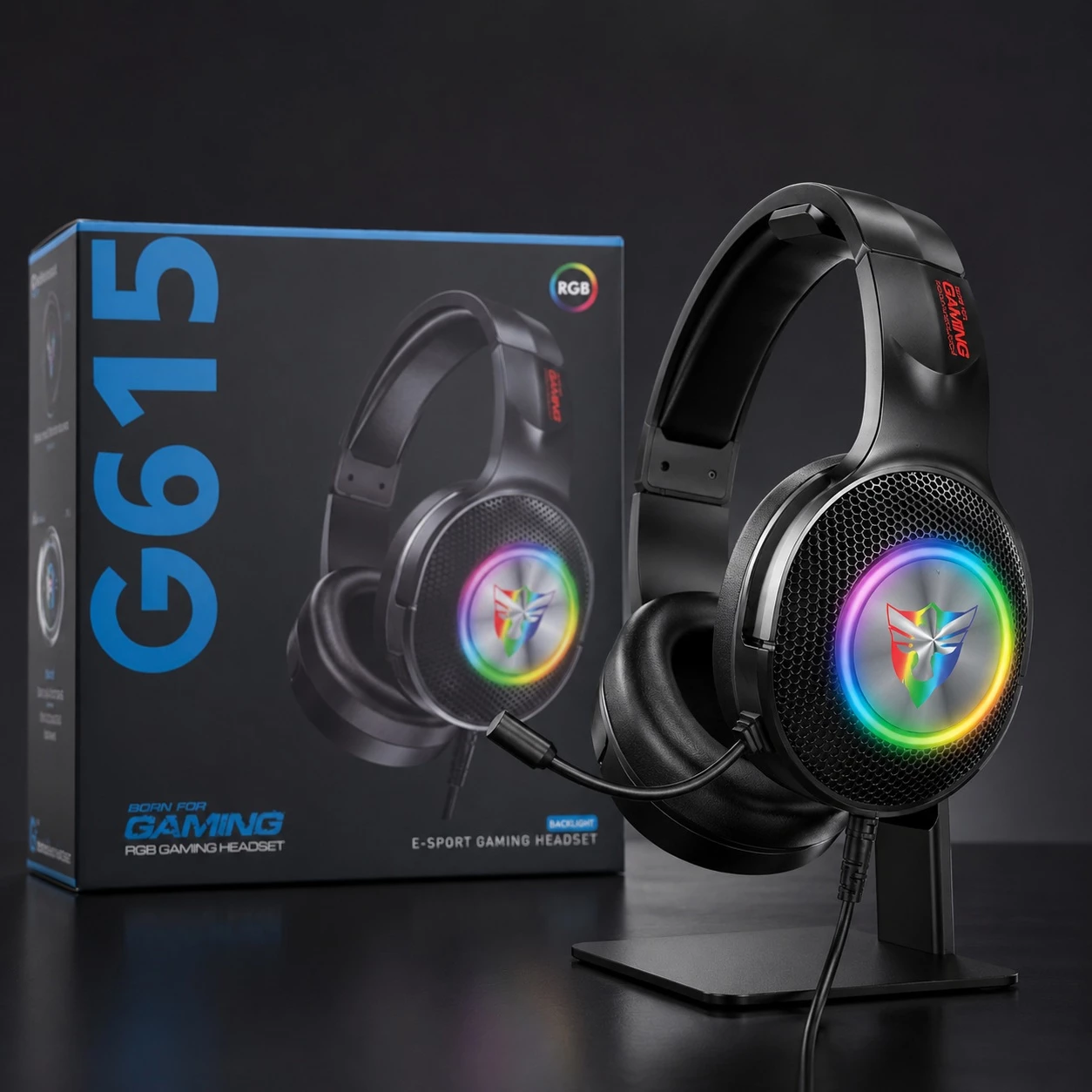 Kufje Gaming G615 me Mikrofon dhe Ndricim RGB
