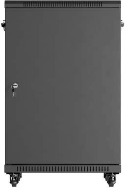 Kabinet rack LANBERG 19" 18U 600x600, me derë xhami, i zi