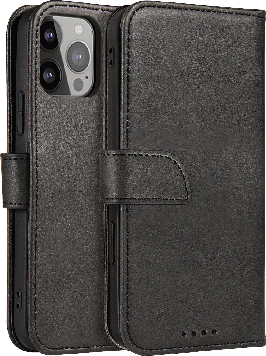 Mbështjellës Hurtel Magnet Case me kapak dhe qëndrim, për iPhone 14, e zezë