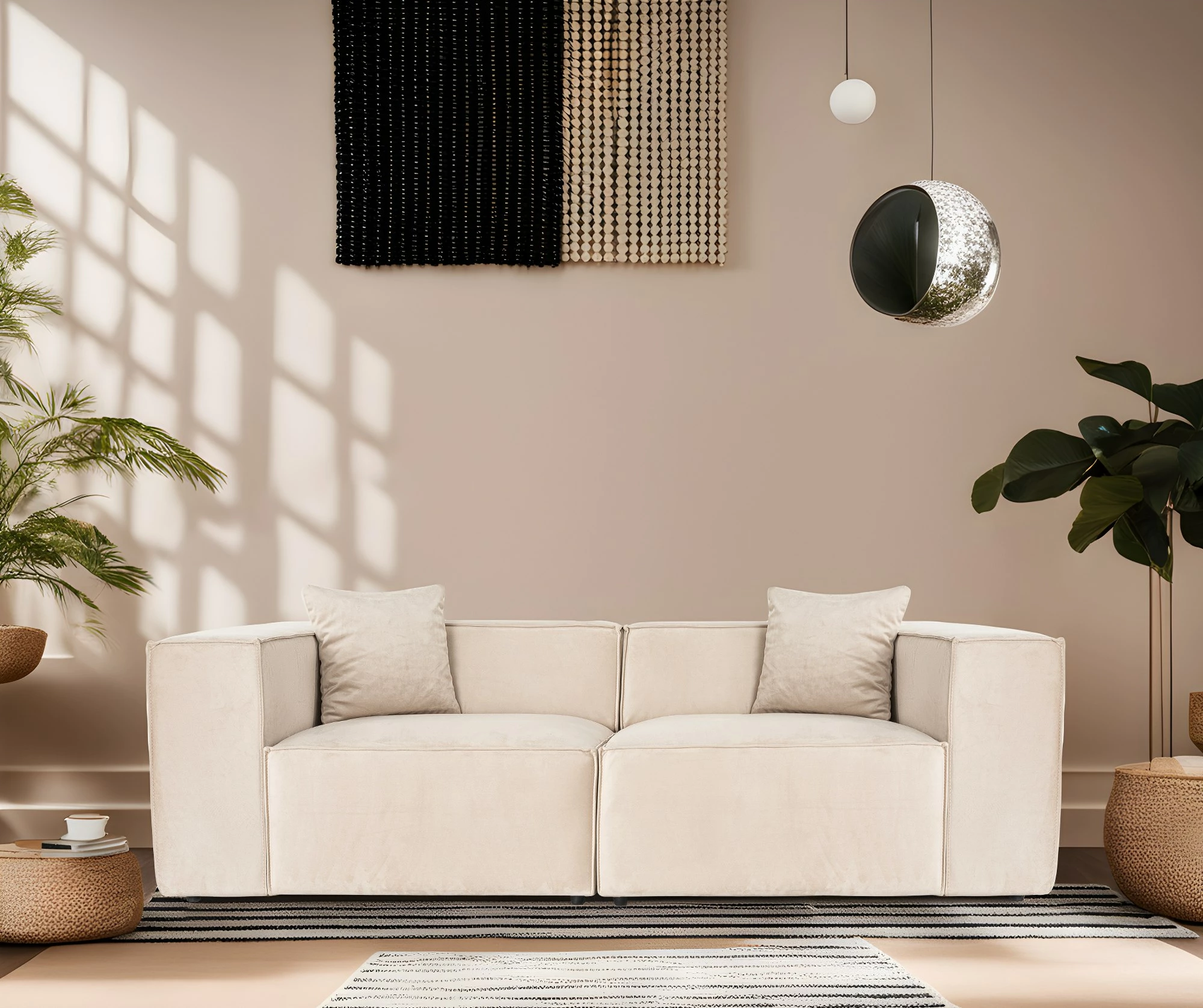 Divan dy ulëshe Lora, krem, Atelier del Sofa