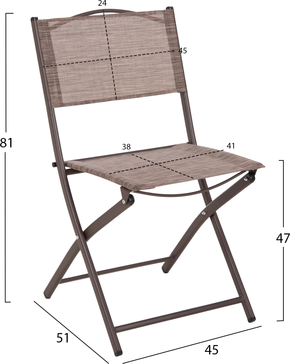 Karrige e palosshme për jashtë, MAG FH5971.02, metal ngjyrë kafe-tekstilen kafe, 45x51x81H cm., set prej 4 copë