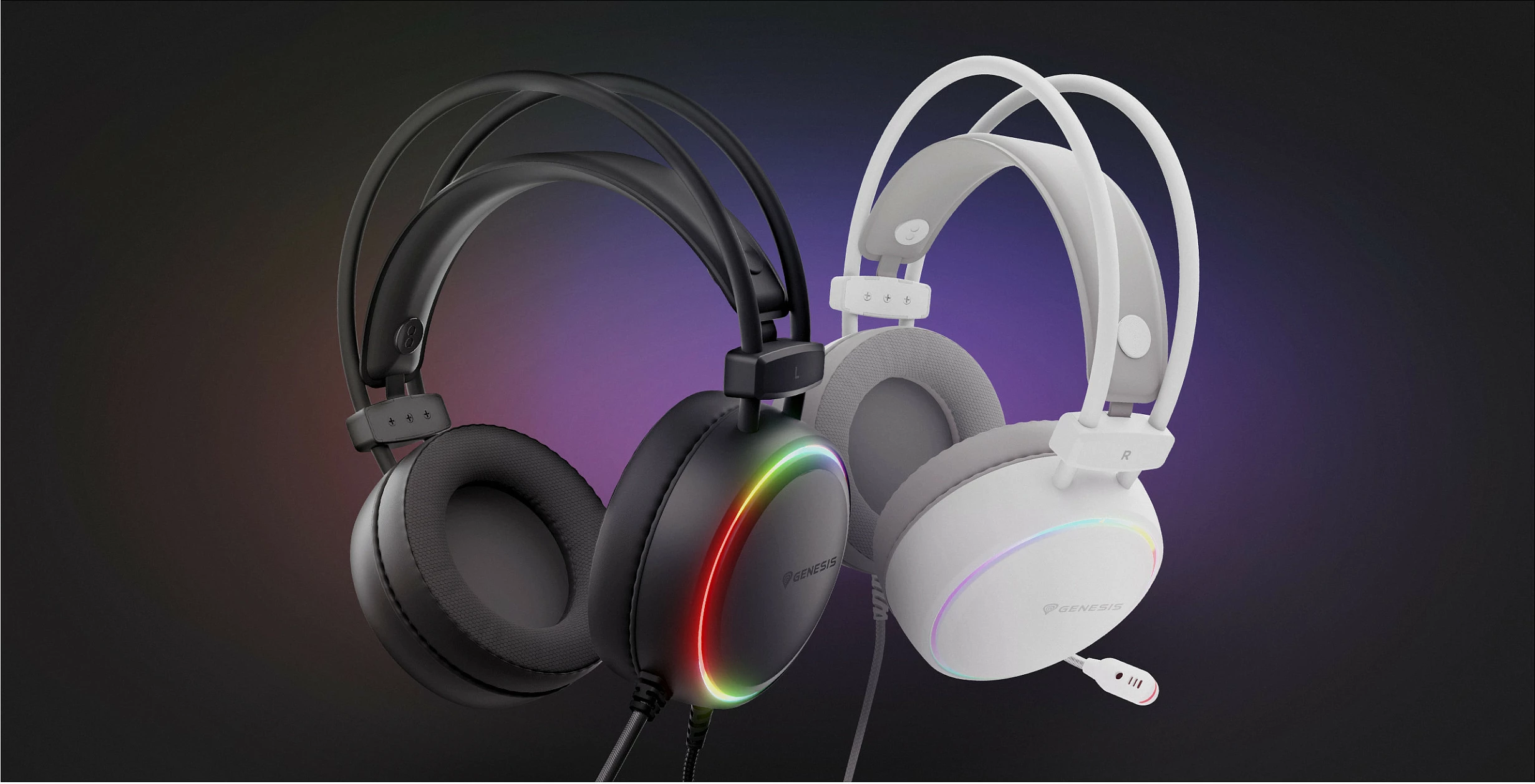 Kufje Genesis Neon 613 G2 (NSG-2307), headset gaming me kabllo, 50 mm, RGB, 3.5mm/USB, të zeza