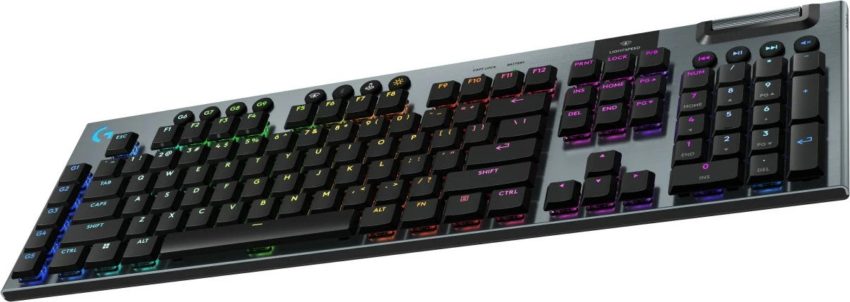 Tastierë gaming Logitech G915 X LIGHTSPEED, mekanike, wireless, RGB, full-size, e zezë