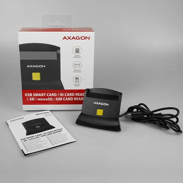 Lexues kartelash AXAGON CRE-SM2, USB 2.0, për ID, SD, microSD, SIM, i zi