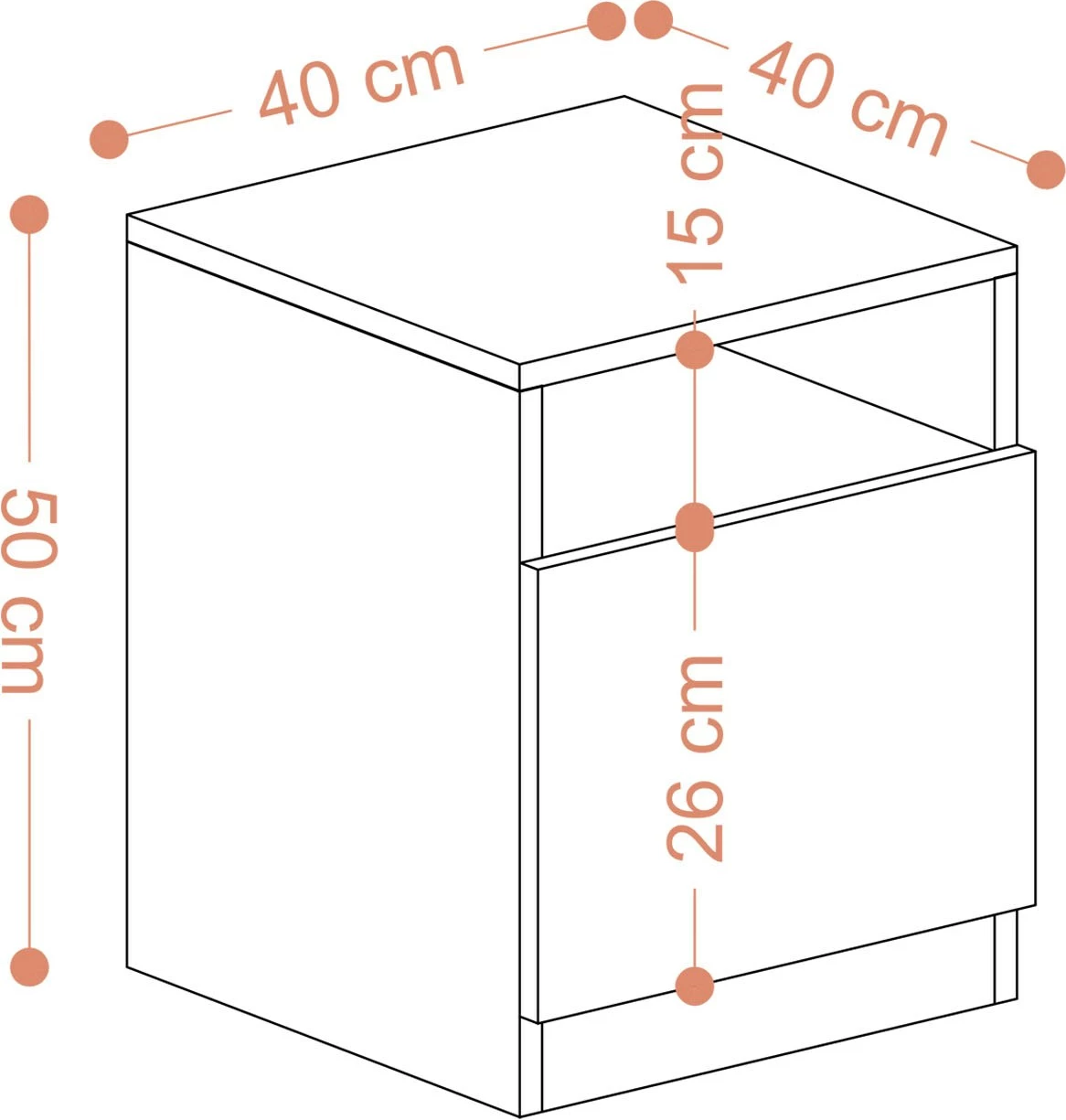 Komodinë natës Hanah Home, Hope, ngjyrë lisi safir