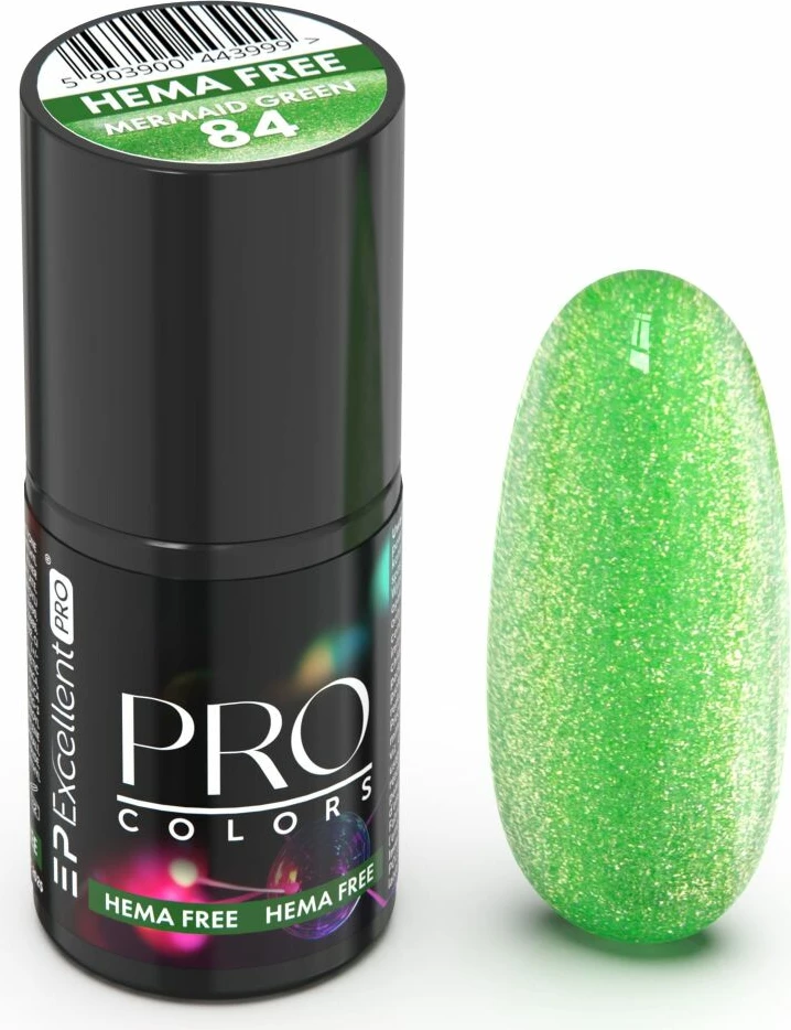 Llak për thonj hibrid për femra Excellent PRO Pro Colors Hema Free 84 Mermaid Green, 7g