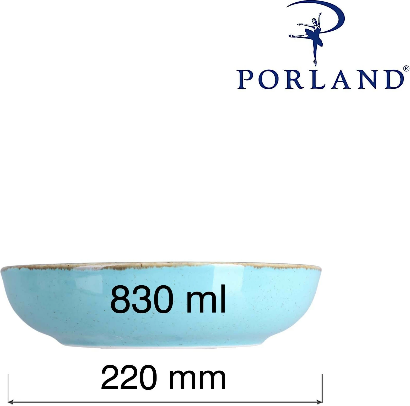 Tas i cekët Porland Seasons Laguna 220 mm 830 ml blu set 6 copë