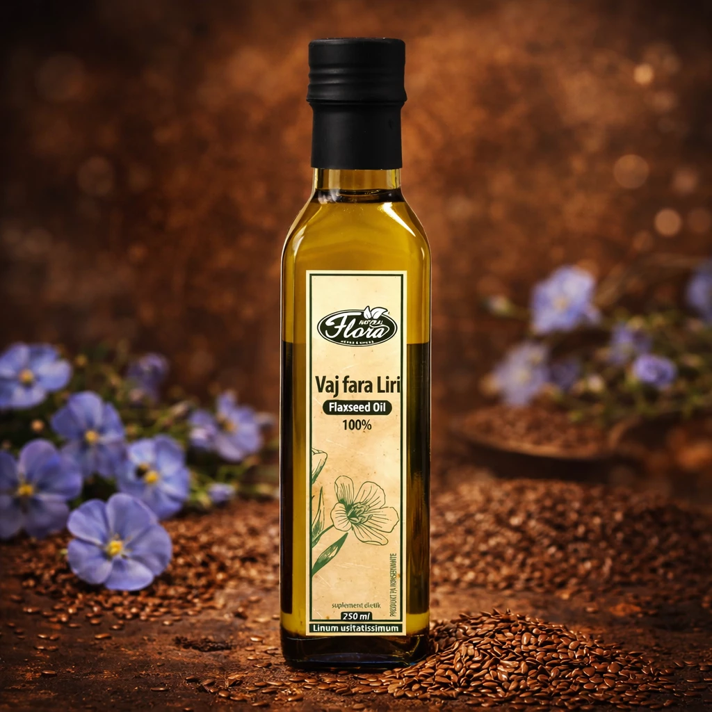 Vaj Fara Liri (Flaxseed Oil) 100% Natyral – Burim i Pasur me Omega-3 për Shëndet dhe Vitalitet