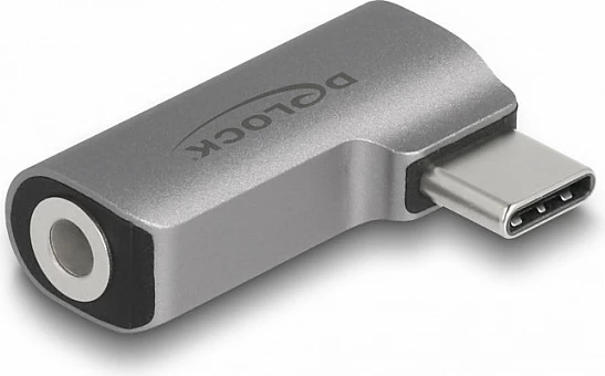 Adapter audio DeLOCK USB-C në 3.5 mm 4-pin, 2.0 kanale, 32-bit, gri