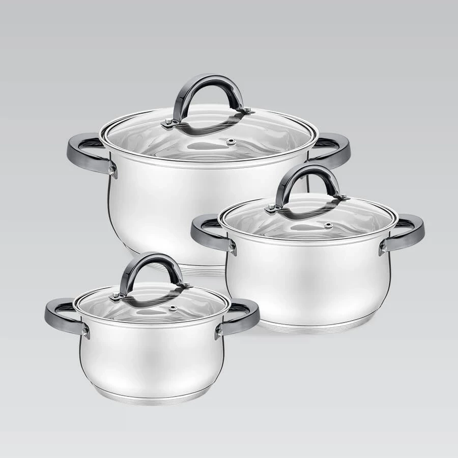 Set tenxheresh Maestro MR-3522-6M, 6 pjesë, çelik inoks, kapak xhami, argjendtë