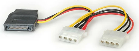 Kabllo energjie ROLINE Internal Y-Power Cable, SATA 15-pin në 3x 4-pin HDD (Molex), 0.2 m, shumëngjyrëshe