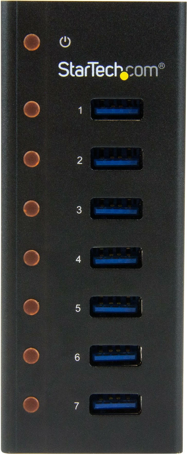 USB Hub StarTech ST7300U3M, 7-Port USB 3.2 Gen 1 (5Gbps), me adapter rryme, montim në mur/tavolinë, i zi