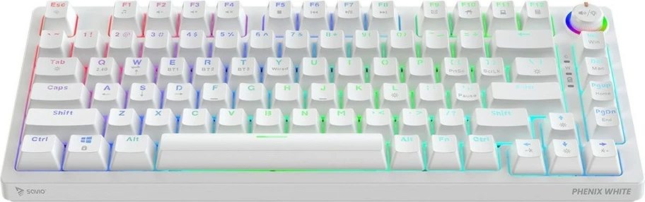 Tastierë gaming SAVIO Phenix White GAT RED, Bluetooth, QWERTY, RGB LED, e bardhë