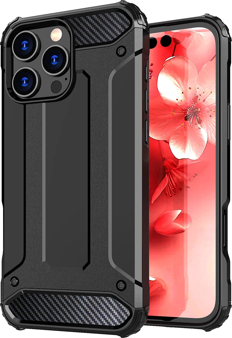 Mbështjellës Hurtel Hybrid Armor për iPhone 16 Pro Max, i zi