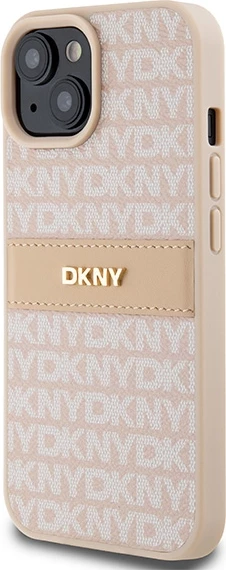 Mbështjellës DKNY Mono Stripe & Metal Logo për iPhone 15 Plus / 14 Plus, Rozë