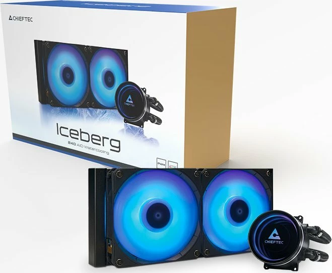 Ftohës uji AIO Chieftec Iceberg 240 ARGB CLC-240-RGB, radiator 240 mm, 2x120 mm, e zezë