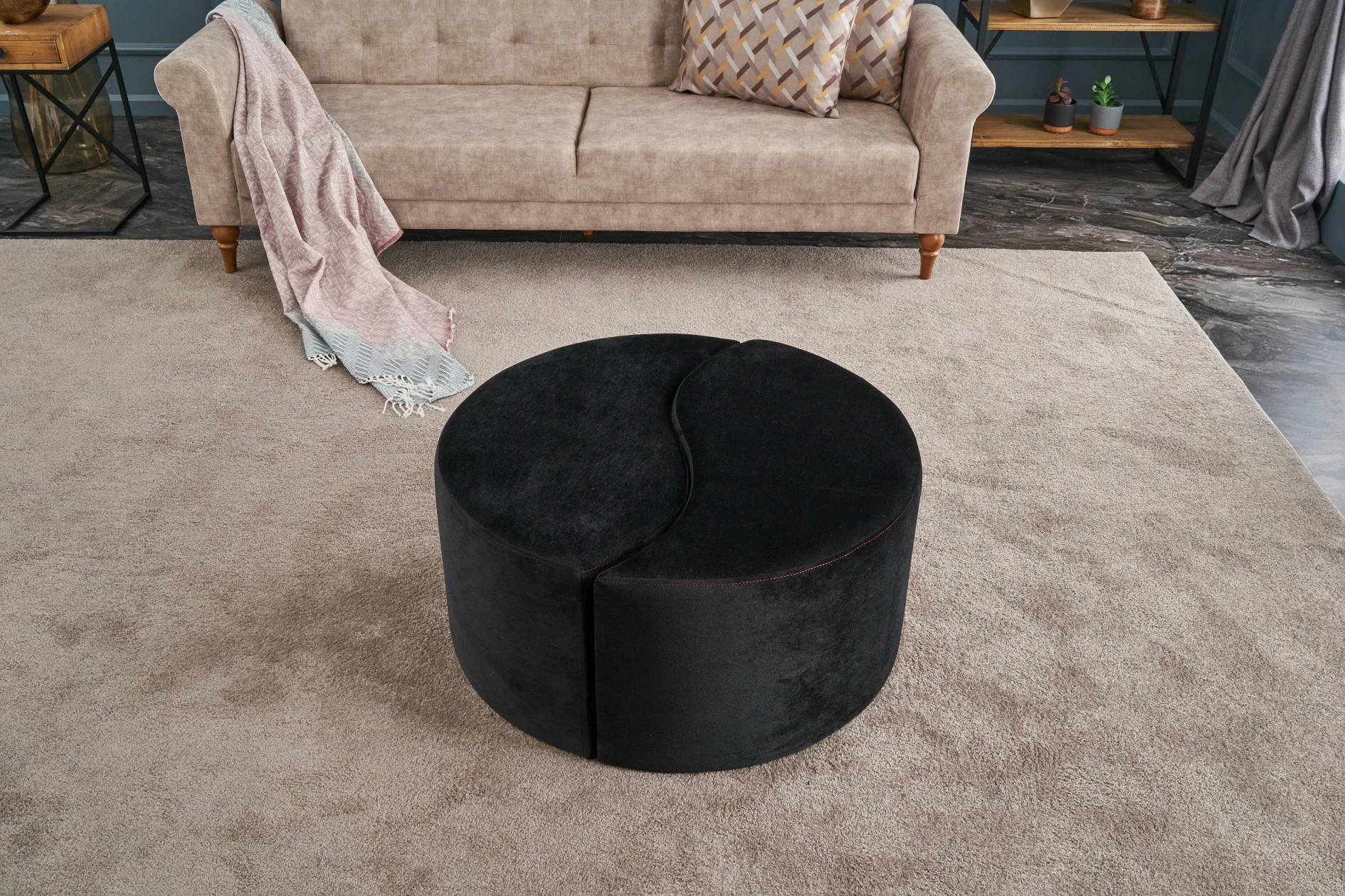 Puf Atelier del Sofa, Alis, ngjyrë antracit dhe rozë