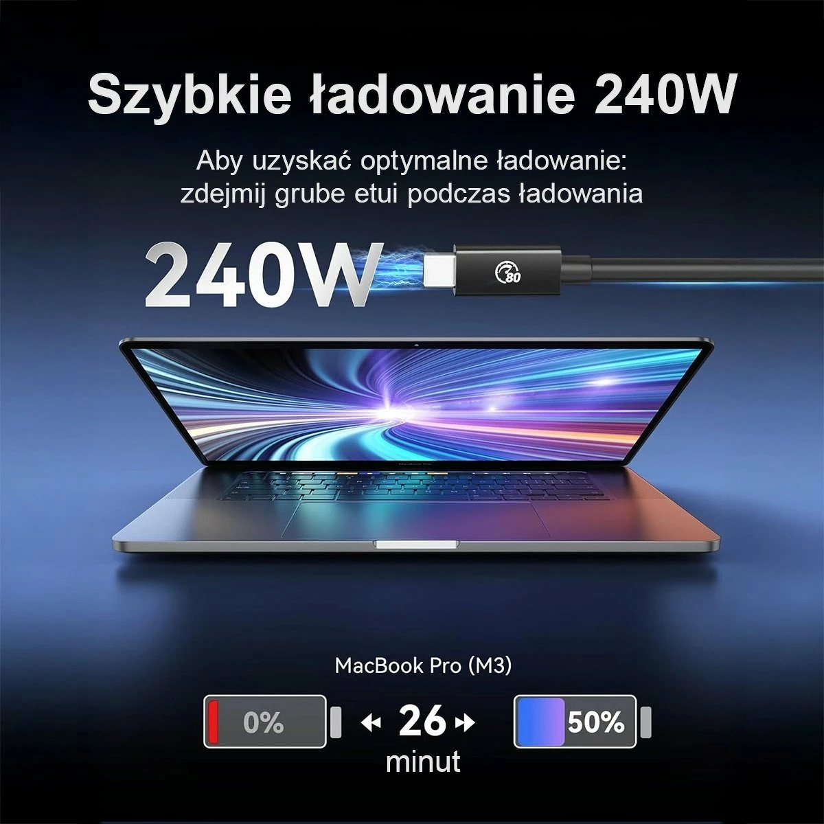 Kabllo Thunderbolt 5 USB-C Orico TBZ5-15-BK-BP 1.5 m, e zezë