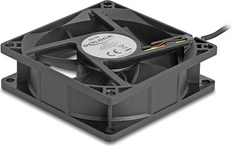 Ventilator kasë DeLOCK 67296, 80mm, 12V, 4-pin, 3000RPM, i zi