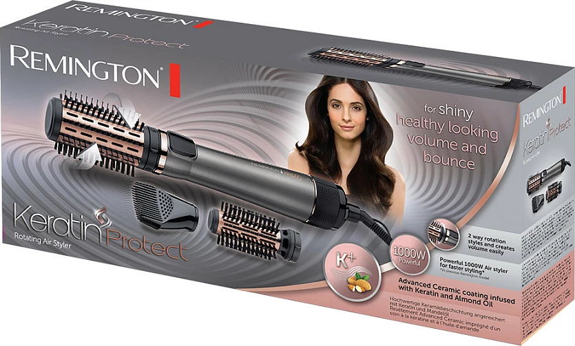 Furçë ajri e nxehtë Remington Keratin Protect AS8810, 1000 W, avull, argjend e errët/zi