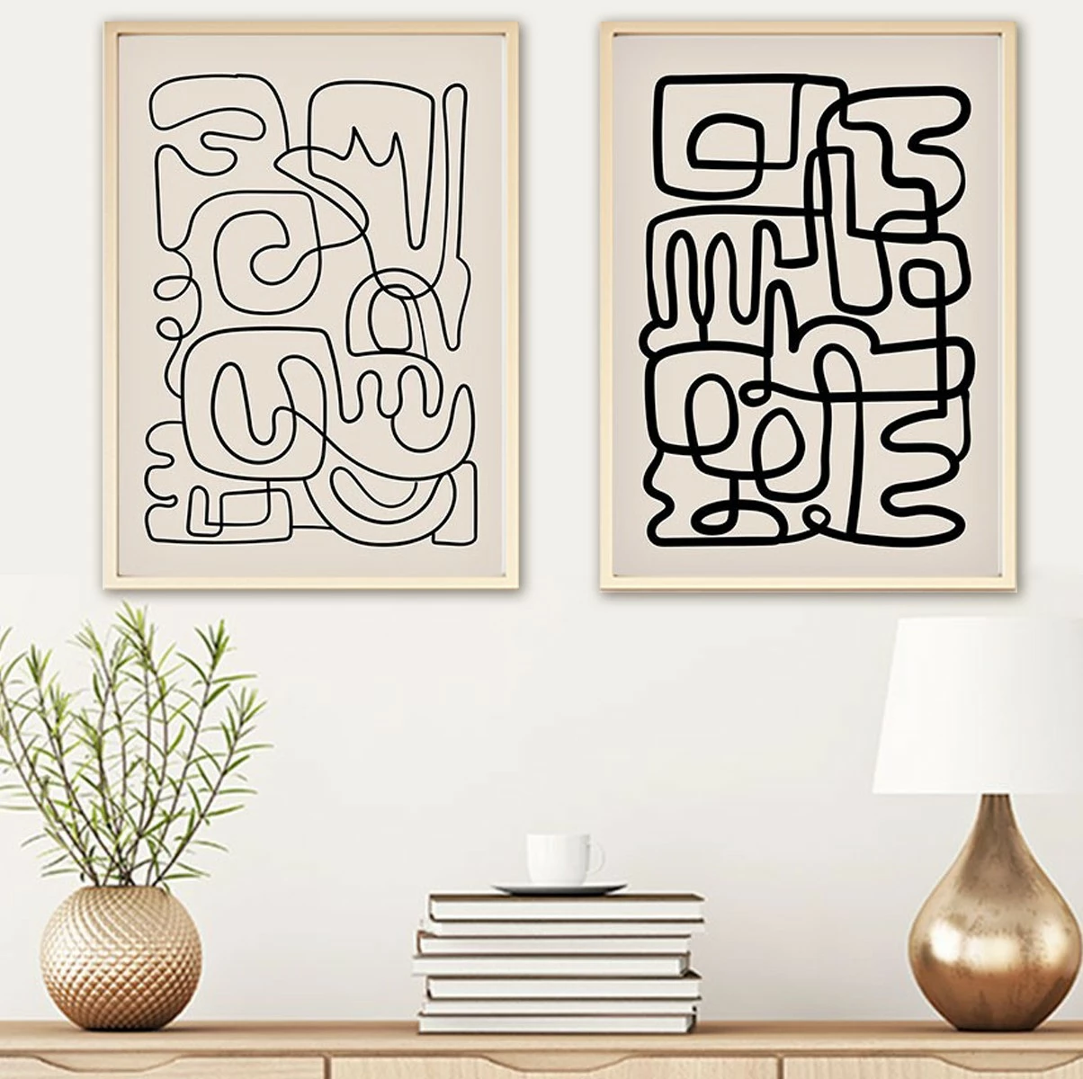 Pikturë dekorative me kornizë MDF (2 copë), Wallity, Huhu184, 50x70cm