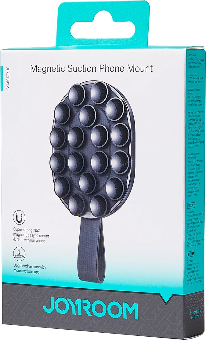 Mbajtës magnetik Joyroom JR-ZS393-S për telefon 4.7-7", me kupa thithëse, i zi