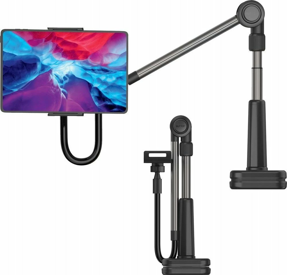 Mbajtës tavoline për celular dhe tablet Fixed Relax 7"-13" 360° i rrotullueshëm, i palosshëm, i zi