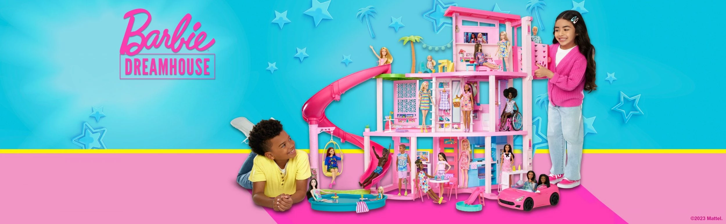 Shtëpi kukullash Mattel Barbie Dreamhouse HMX10, 3 kate, 75 aksesorë, me rrëshqitëse spirale e pishinë, pa kukull