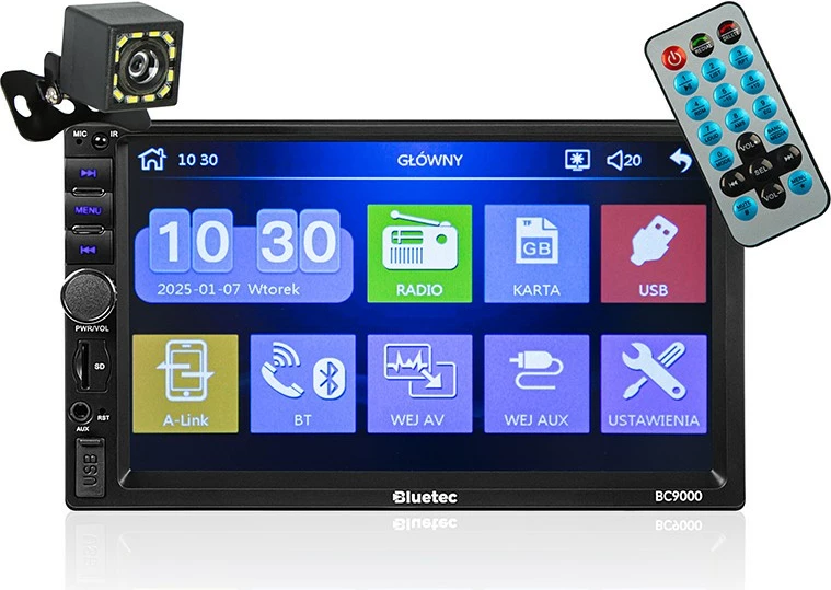 Radio makine BLOW Bluetec BC9000, 2DIN, 7 inç, Bluetooth, USB, microSD, kamerë prapakolp, e zezë