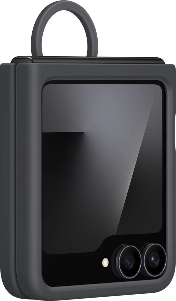 Mbështjellës Samsung Silicone Case për Galaxy Z Flip7 FE, i zi, me unazë