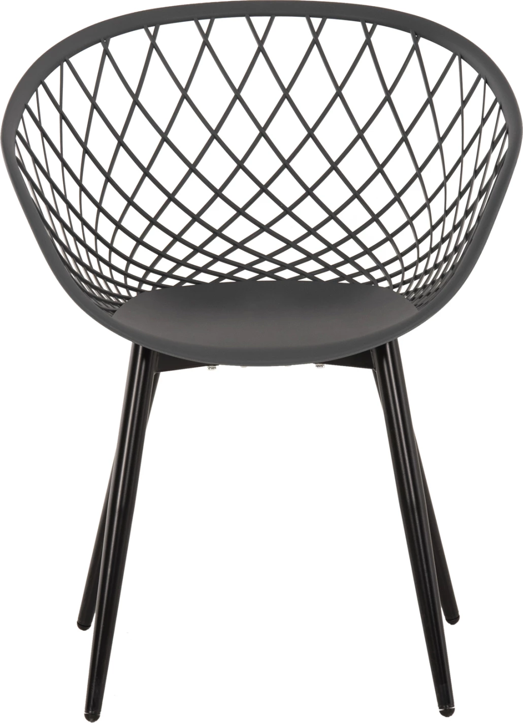 Karrige me krahë ARIADNE FH8001.30, ngjyrë gri, polipropilenë, këmbë metali të zeza, 63x56x80H cm, set prej 4 copë