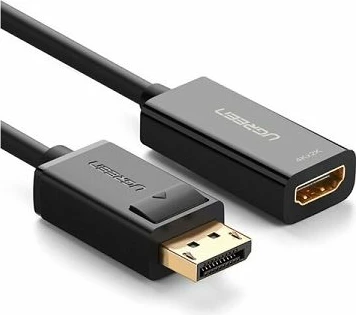 Adapter DisplayPort në HDMI UGREEN 40363, 4K 30Hz, DP mashkull në HDMI femër, kabllo 0.25 m, i zi