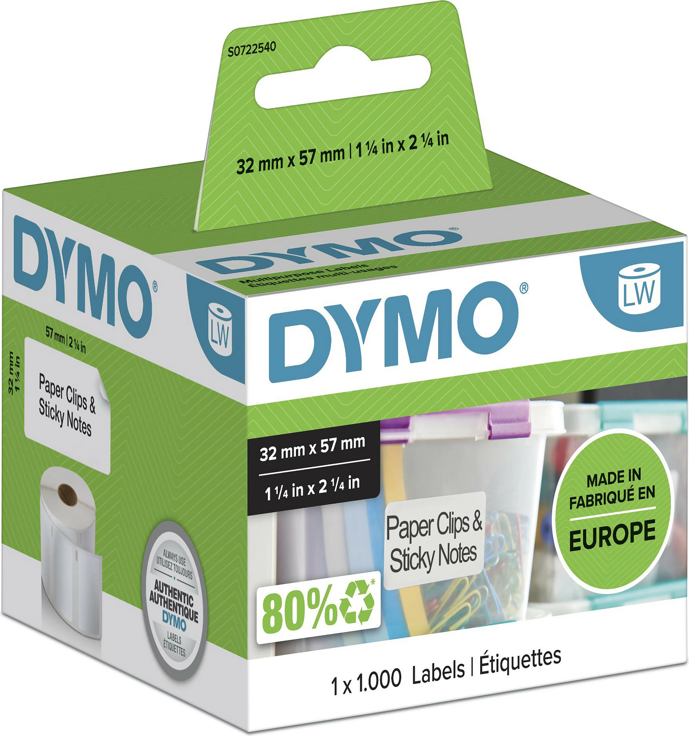 Etiketa printimi Dymo LabelWriter S0722540, 57 x 32 mm, 1000 copë, të bardha