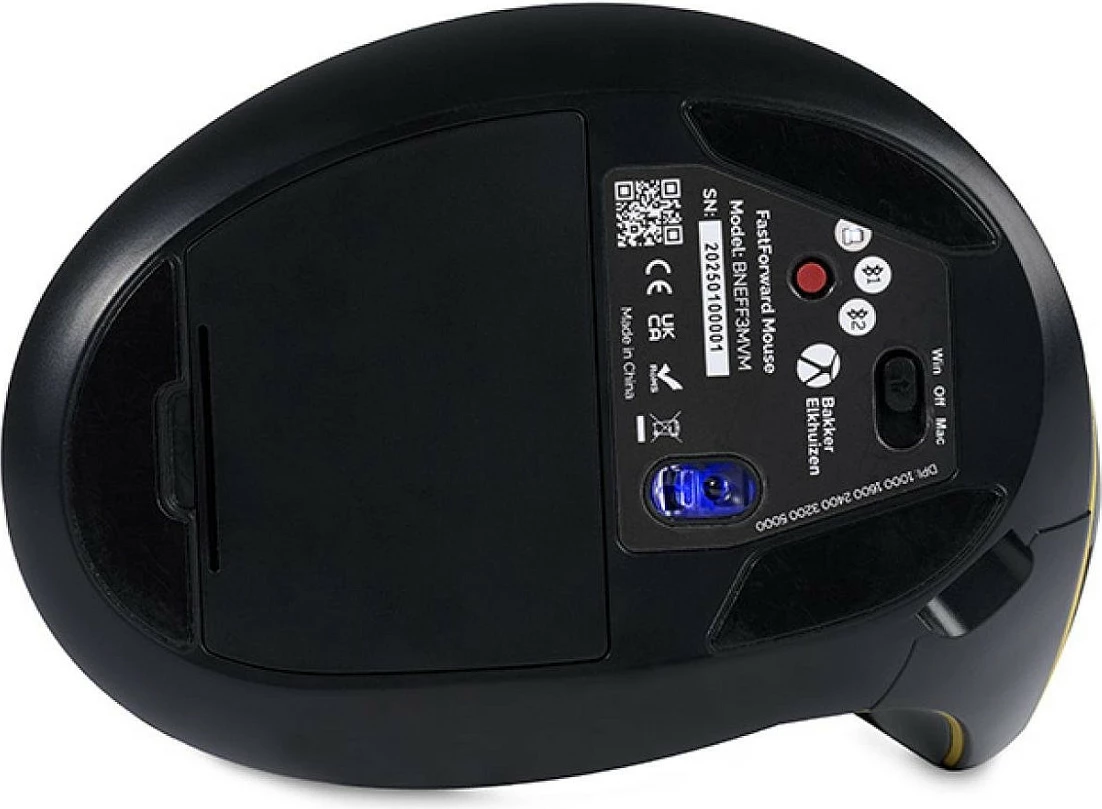 Maus BakkerElkhuizen FastForward, vertikal, wireless + me kabllo, 8 butona, USB-C, Bluetooth 5.1, gri/verdhe 7