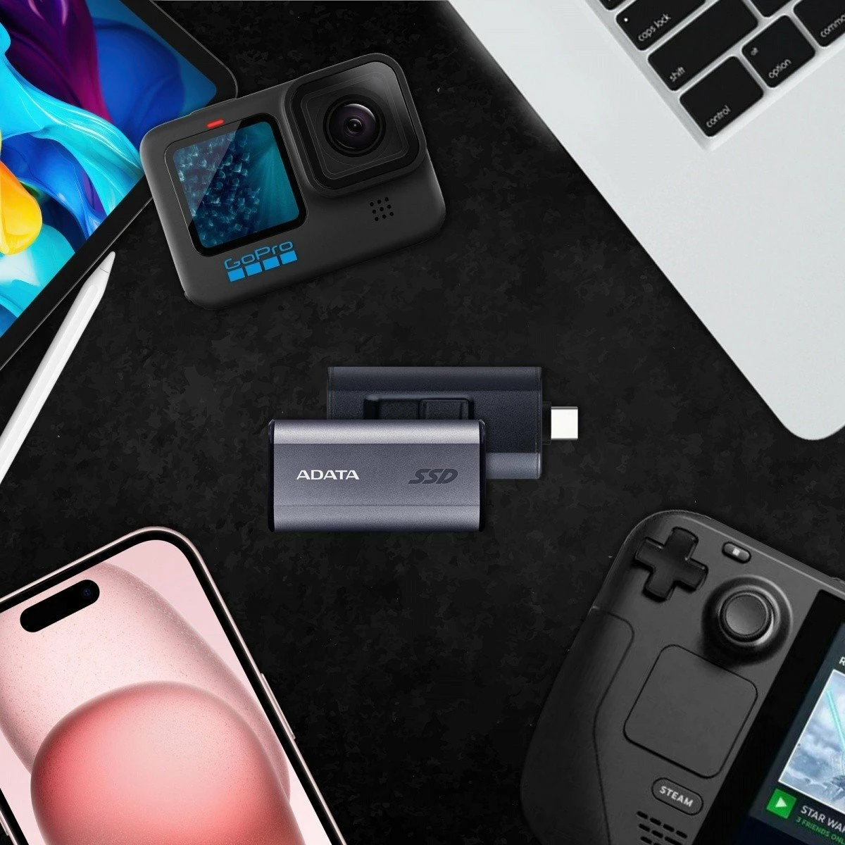 Disk SSD ekstern ADATA SC750 1TB USB-C USB 3.2 Gen2, i zi