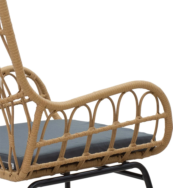 Karrige Naoki metalike, ngjyrë e zezë-pe natyrale-jastëk gri