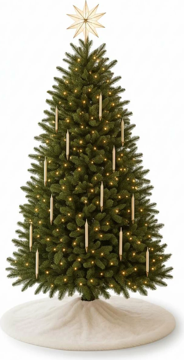 Qilim për pemë të Vitit të Ri, Evila Originals, ngjyrë e bardhë, 6 shirita