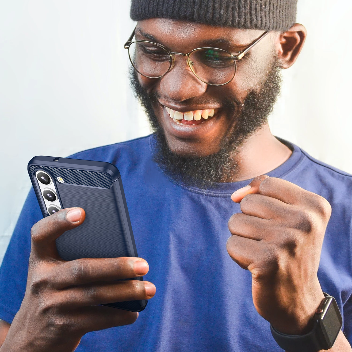 Mbështjellës Hurtel Carbon Case për Samsung Galaxy S23+, TPU, Blu