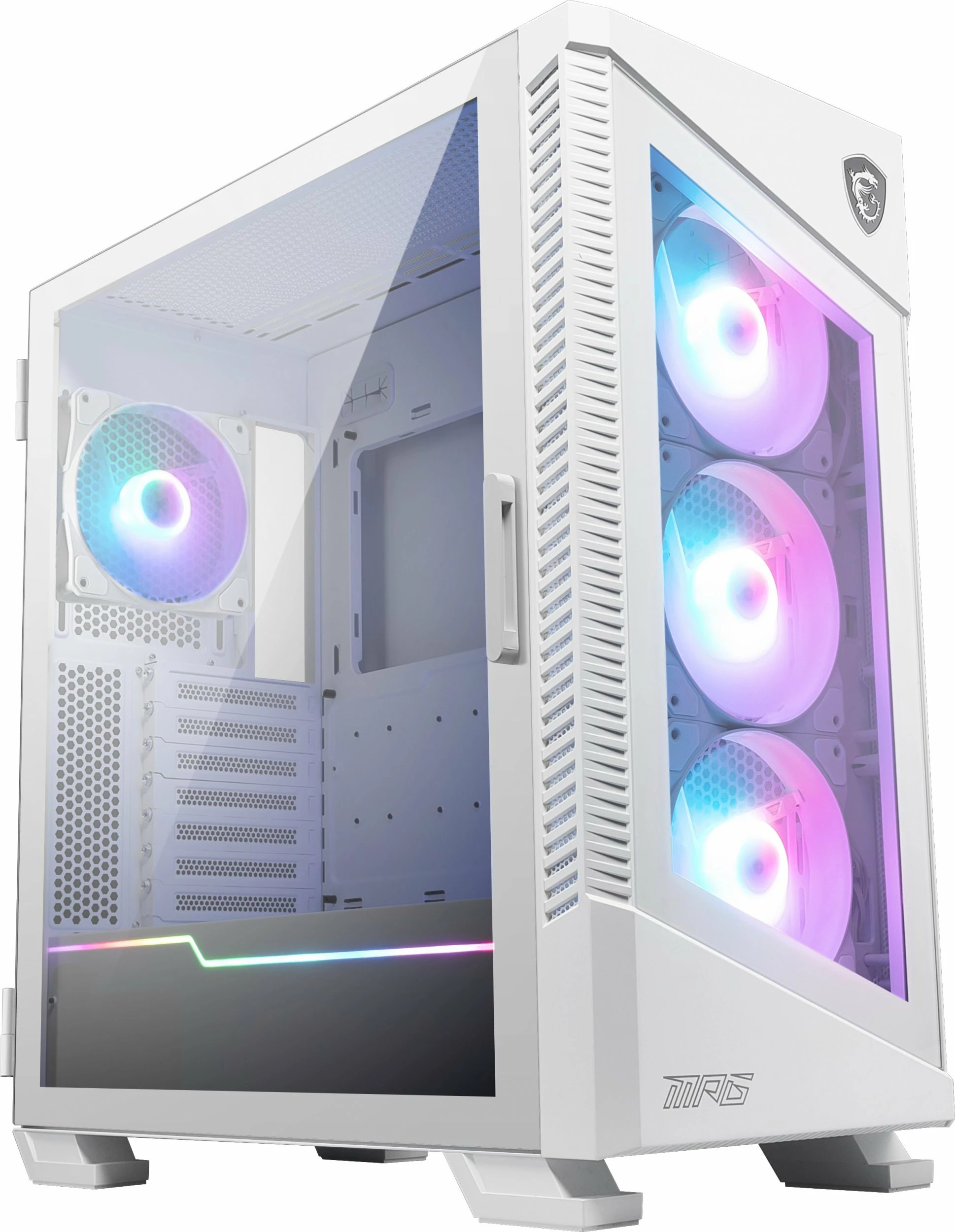 Kasë MSI MPG Velox 100R ARGB Midi Tower ATX/eATX me xham të temperuar, USB-C, kllapë GPU vertikale, e bardhë