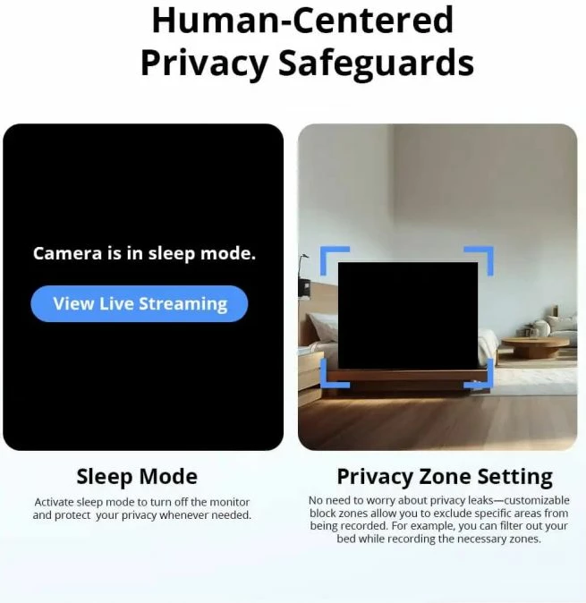 Kamerë sigurie e brendshme Wi-Fi SONOFF CAM-S2 1080P Full HD, zbulim personi AI, night vision, audio dy-drejtimëshe, TF deri 128GB, e bardhë